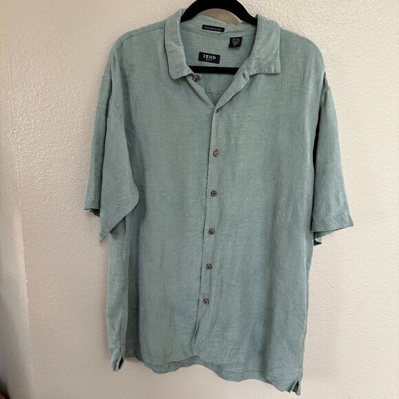 Izod Golf Men's Short Sleeve Collared Shirt Washable Silk Size‎ X-Large - Picture 1 of 5